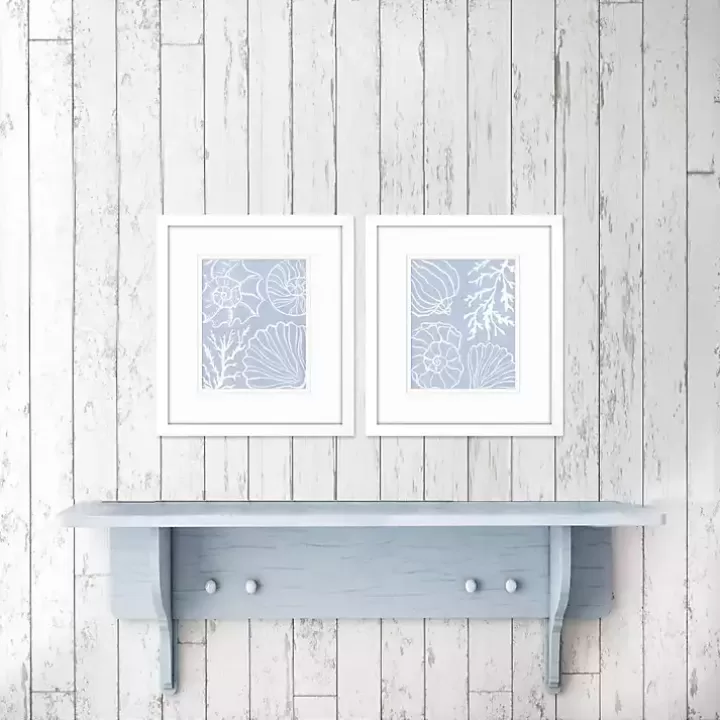 Outlet Blue Shell Silhouettes Framed Art Prints, Set of 2 Framed Art