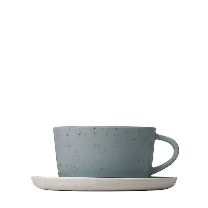 Outlet Speckled Ceramic Mugs and Saucers, Set of 2 Glassware & Drinkware