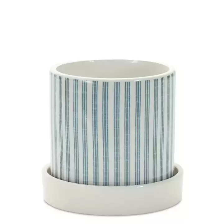 Online Blue Striped and Chicken Decorative Pots, Set of 2 Planters