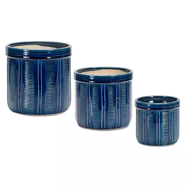 Store Terracotta Abstract Decorative Pots, Set of 3 Planters