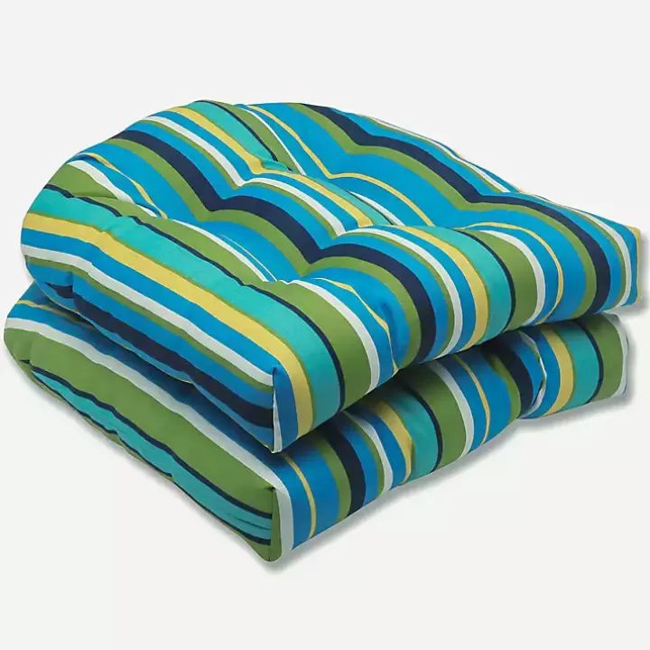 Cheap Blue Topanga Outdoor Seat Cushions, Set of 2 Outdoor Cushions & Pillows