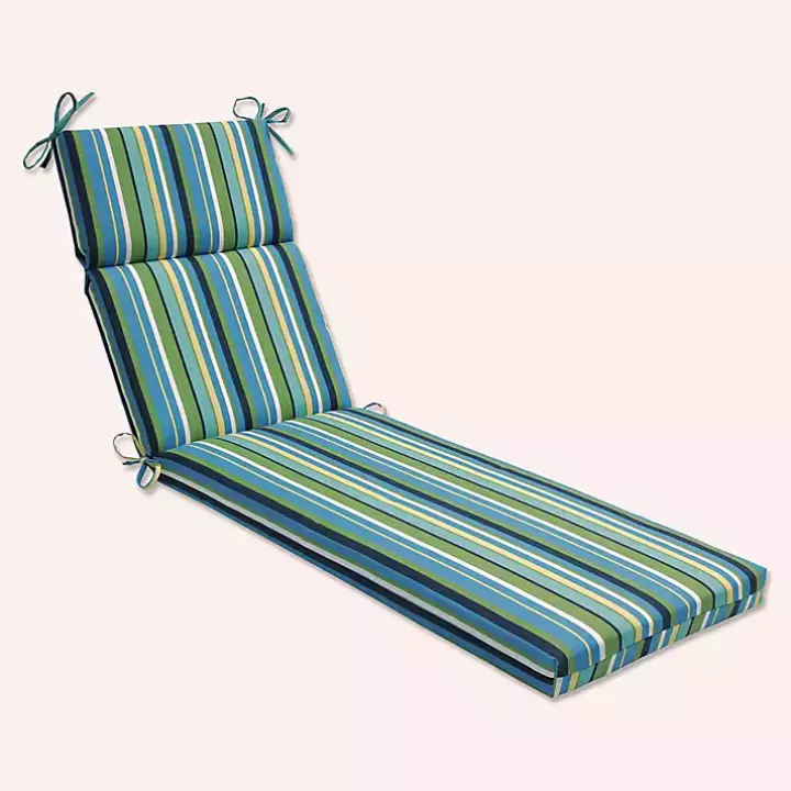 Store Blue Topanga Striped Outdoor Chaise Cushion Outdoor Cushions & Pillows