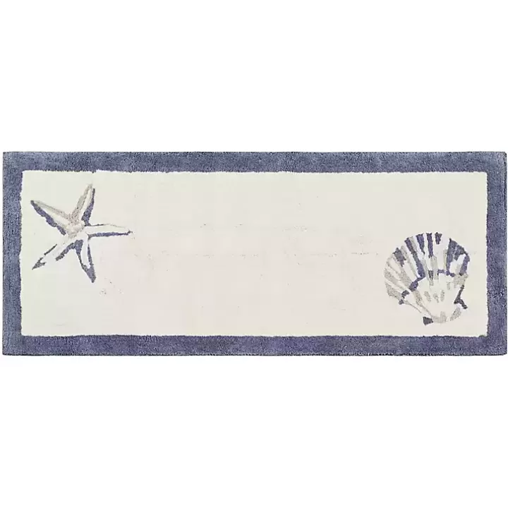 Outlet Blue Tufted Seashell Bath Runner Bathroom Rugs