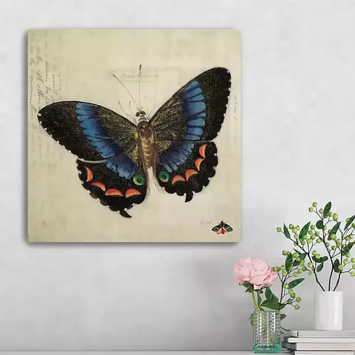 Clearance Blue Vintage Butterfly Canvas Art Print Canvas Art