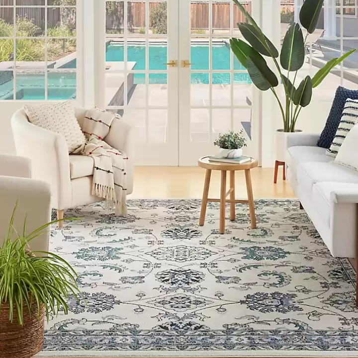 Online Blue Vintage Medallion Indoor/Outdoor Rug, 8x10 Outdoor Rugs