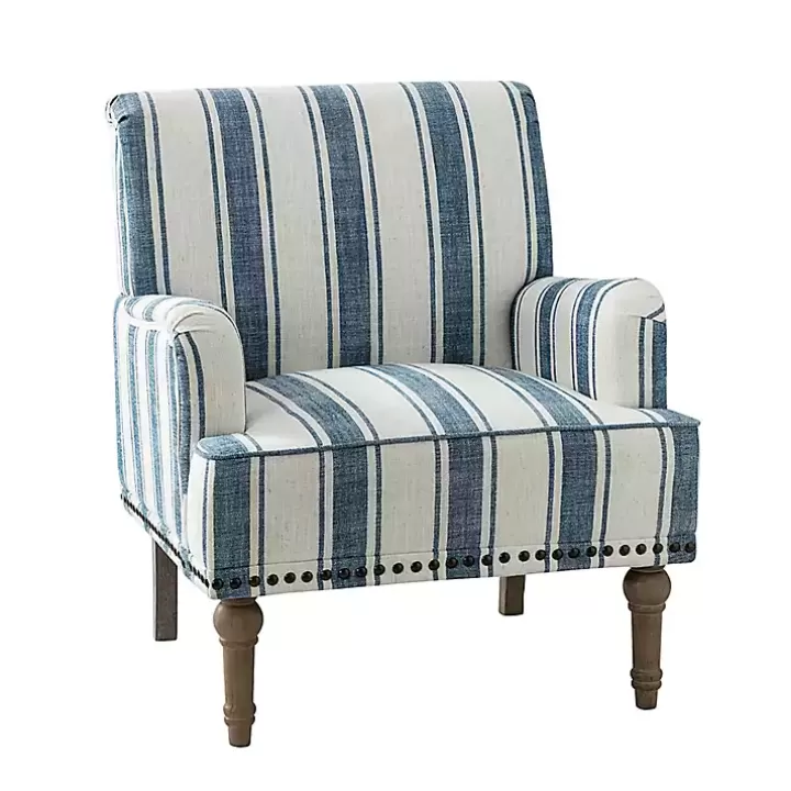 Cheap Blue White Stripe Upholstered Accent Chair Accent Chairs