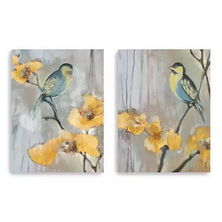 Fashion Bluebirds and Blossoms Canvas Art Prints, Set of 2 Canvas Art