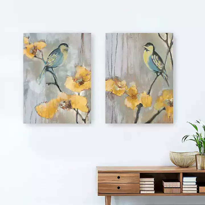 Fashion Bluebirds and Blossoms Canvas Art Prints, Set of 2 Canvas Art