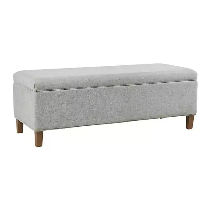 Outlet Blue-Gray Upholstered Soft-Close Storage Bench Benches & Ottomans