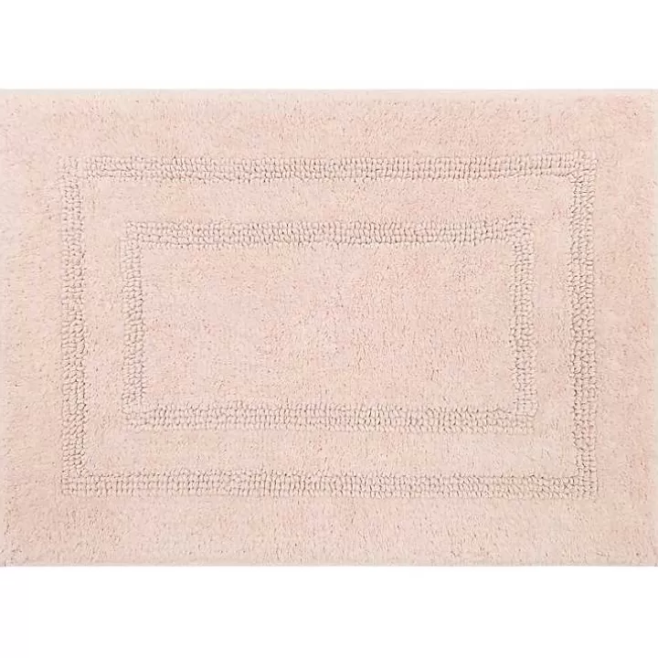 Cheap Blush Reversible Cotton Bath Mat, 34 in. Bathroom Rugs