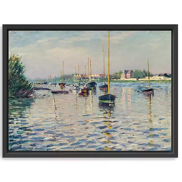 Cheap Boats at Anchor on Seine Canvas Print, 42x32 in. Canvas Art