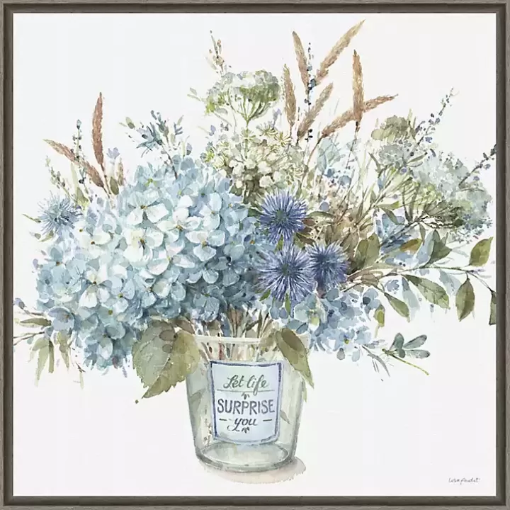 Online Bohemian Blue Floral Vase Framed Canvas Art Print Canvas Art