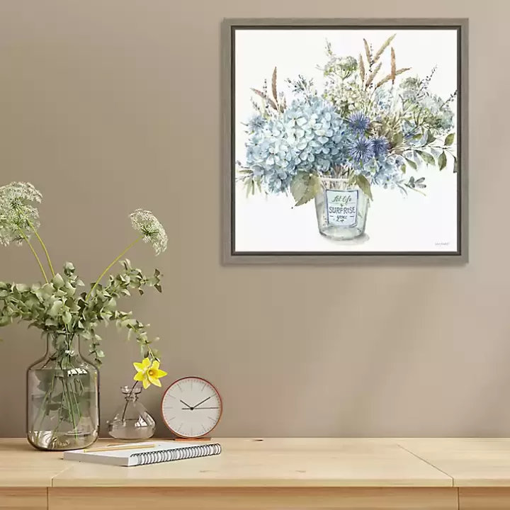 Online Bohemian Blue Floral Vase Framed Canvas Art Print Canvas Art