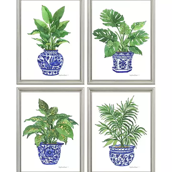 Cheap Botanical Blues Framed Art Prints, Set of 4 Framed Art