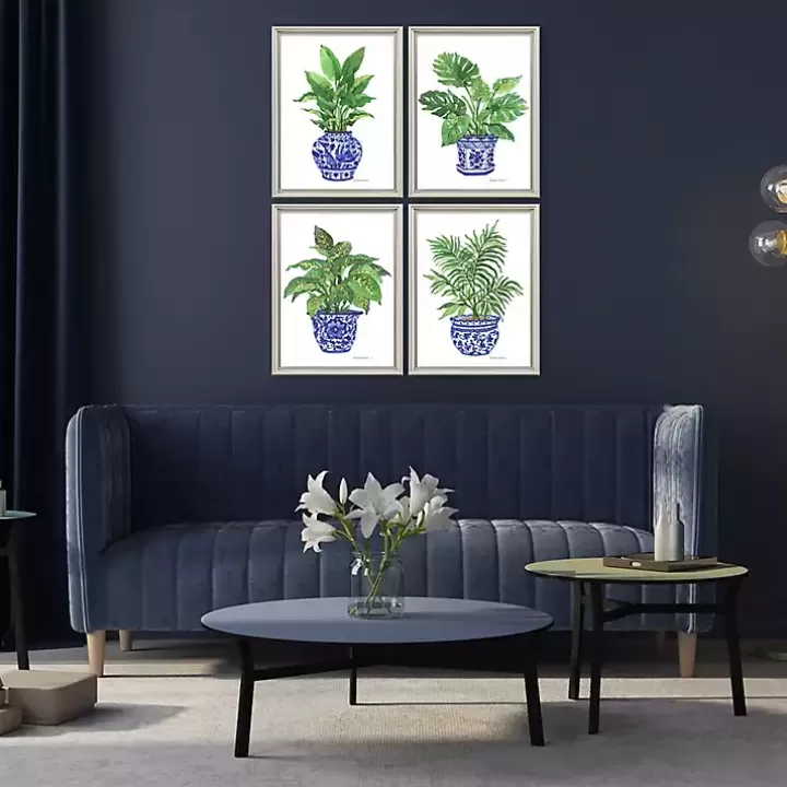 Cheap Botanical Blues Framed Art Prints, Set of 4 Framed Art