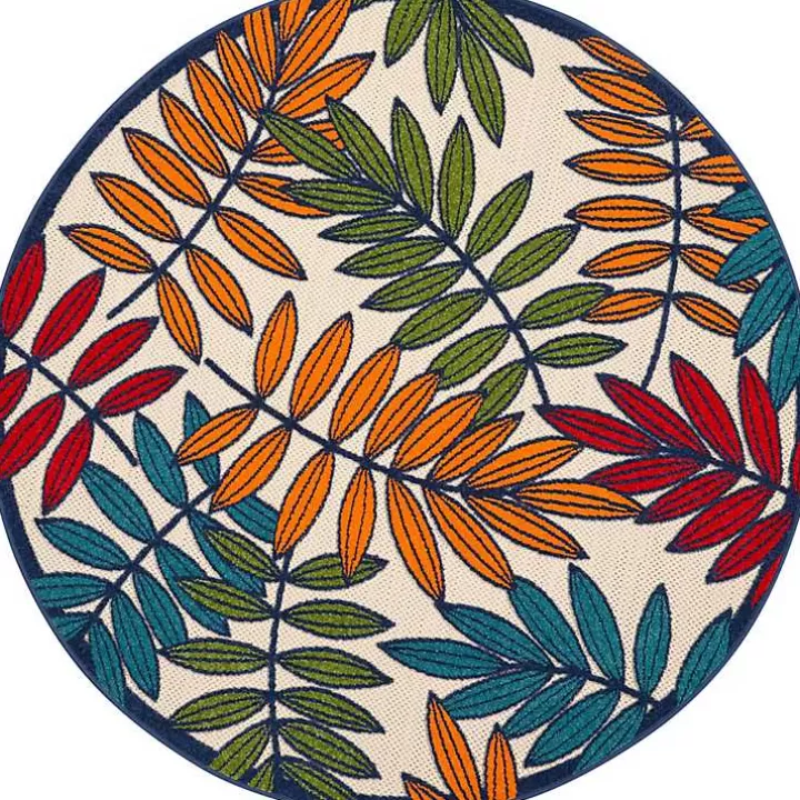 Cheap Bright Branches Round Outdoor Area Rug, 5x5 Outdoor Rugs