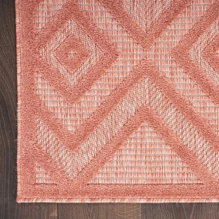 Cheap Bright Coral Diamond Outdoor Area Rug, 6x9 Outdoor Rugs