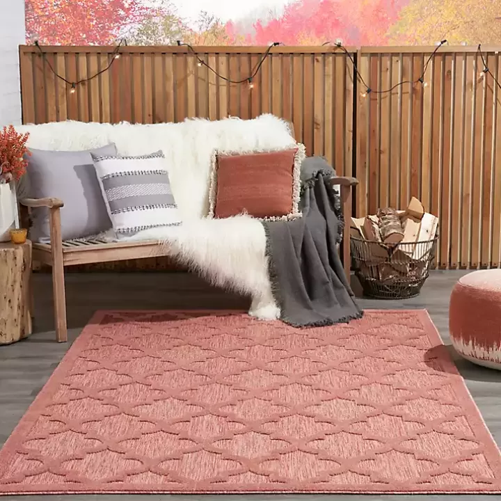 Shop Bright Coral Trellis Outdoor Area Rug, 4x6 Outdoor Rugs