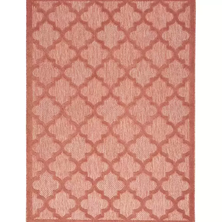 Shop Bright Coral Trellis Outdoor Area Rug, 4x6 Outdoor Rugs