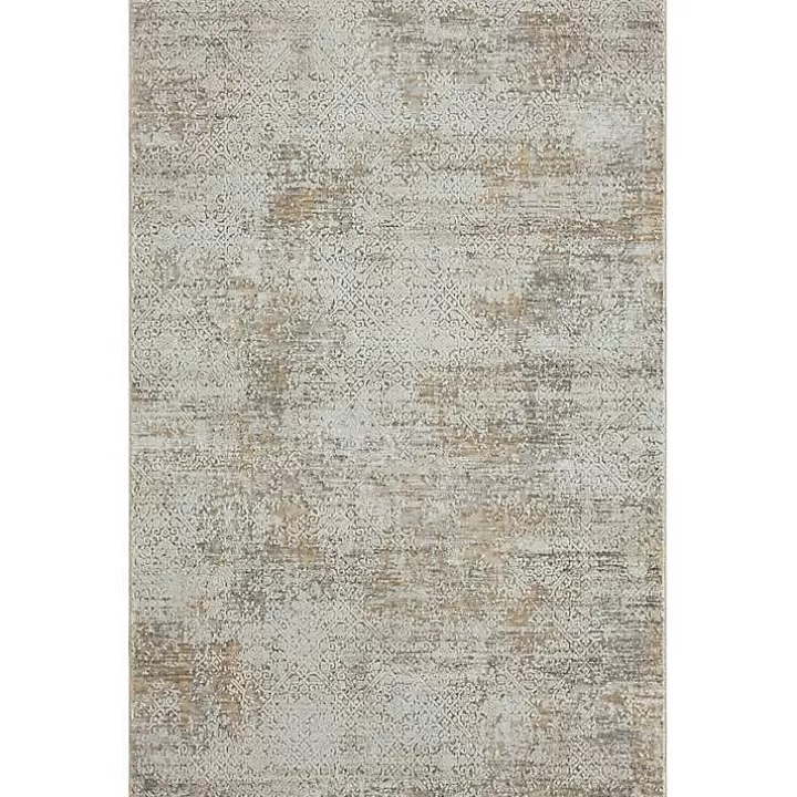 Outlet Brisbane Beige Faded Damask Area Rug, 4x6 Area Rugs