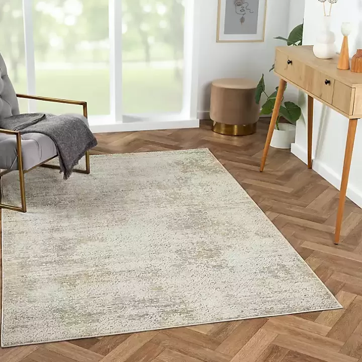 Outlet Brisbane Beige Faded Damask Area Rug, 4x6 Area Rugs