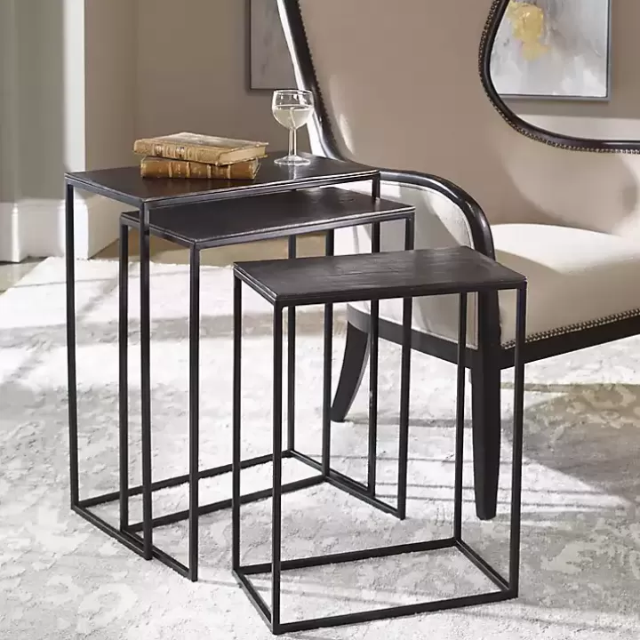 New Bronze & Metal Nesting Side Tables, Set of 3 Accent & End Tables