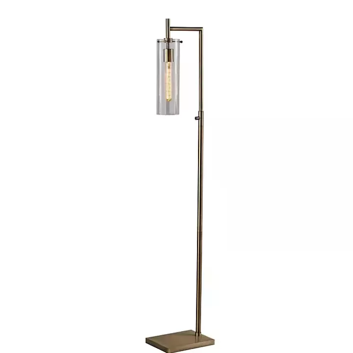 Outlet Bronze Glass Cylinder Shade Floor Lamp Floor Lamps