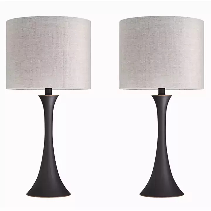 Outlet Bronze Metal Hourglass Table Lamps, Set of 2 Table Lamps