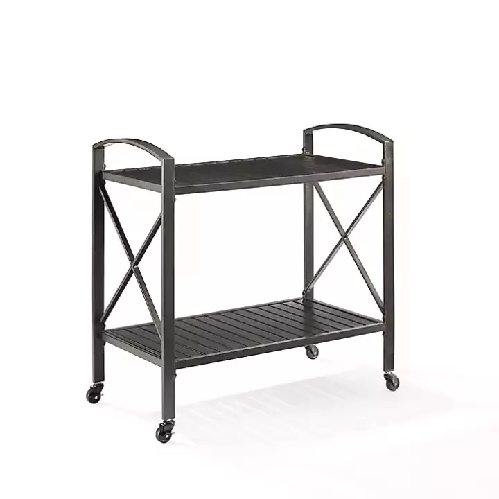 Sale Bronze Metal 2-Tier Outdoor Bar Cart Outdoor Accent Furniture