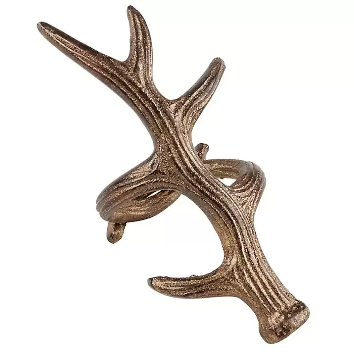 Hot Bronze Reindeer Antler Napkin Rings, Set of 4 Table Linens