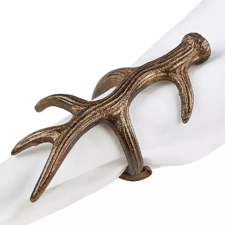 Hot Bronze Reindeer Antler Napkin Rings, Set of 4 Table Linens