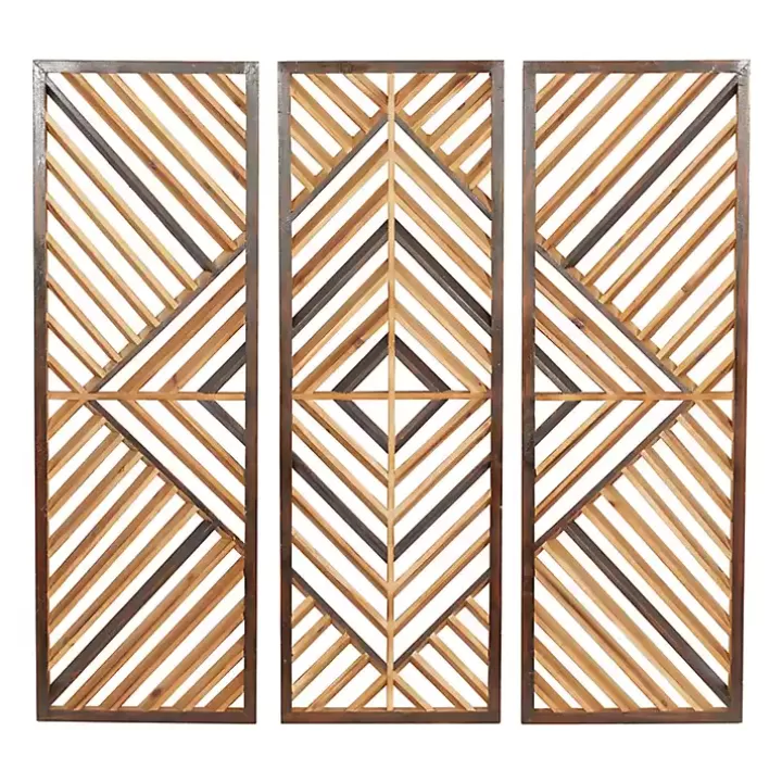 Shop Bronze Wood Geometric Wall Plaques, Set of 3 Wall Plaques