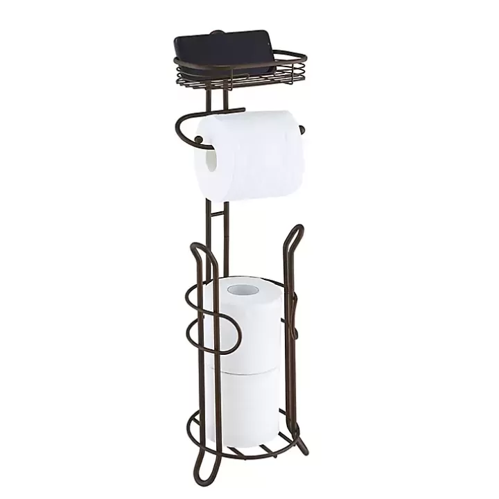 Outlet Bronze Toilet Paper Storage Stand with Basket Bathroom Accessories