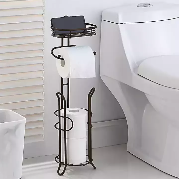Outlet Bronze Toilet Paper Storage Stand with Basket Bathroom Accessories