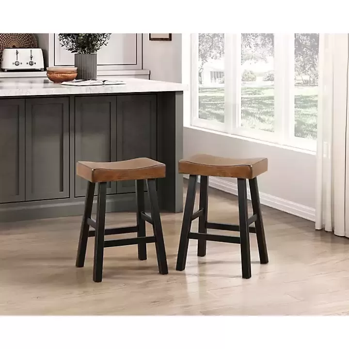 Flash Sale Brown & Wood Counter Stools, Set of 2 Bar Stools & Counter Height Stools