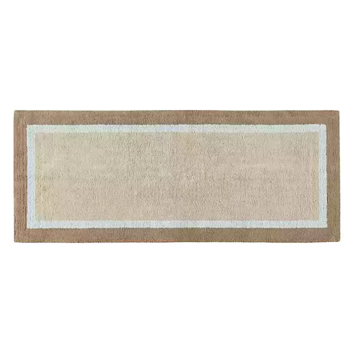 Fashion Brown and Blue Border Cotton Bath Runner Bathroom Rugs