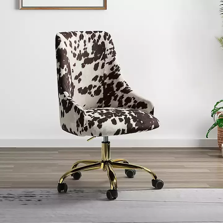 Fashion Brown and White Upholstered Cow Print Office Chair Office Furniture