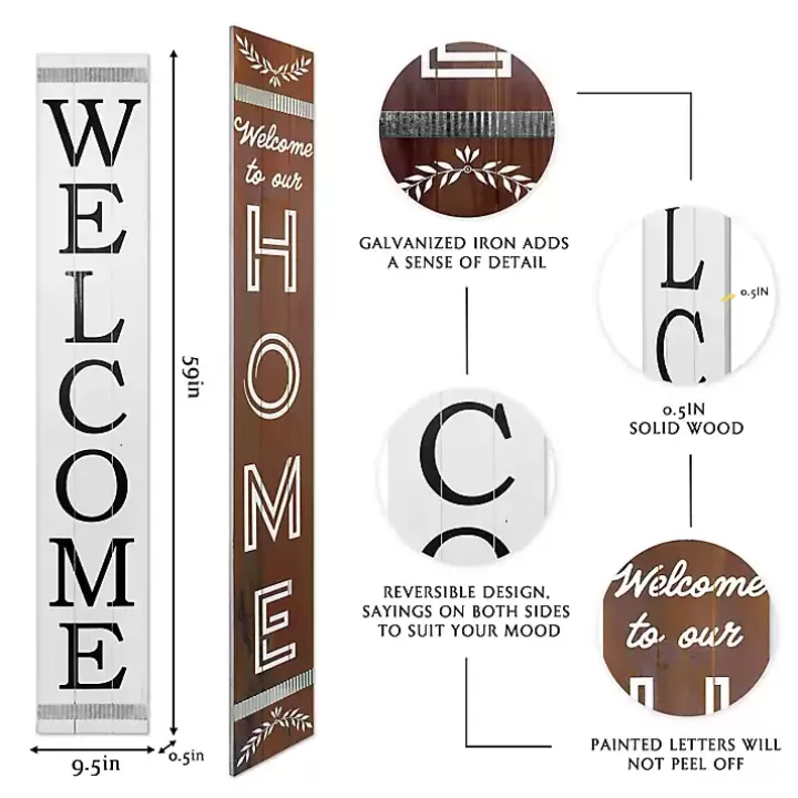 Store Brown and White Welcome Home Two-Sided Porch Board Garden Decor