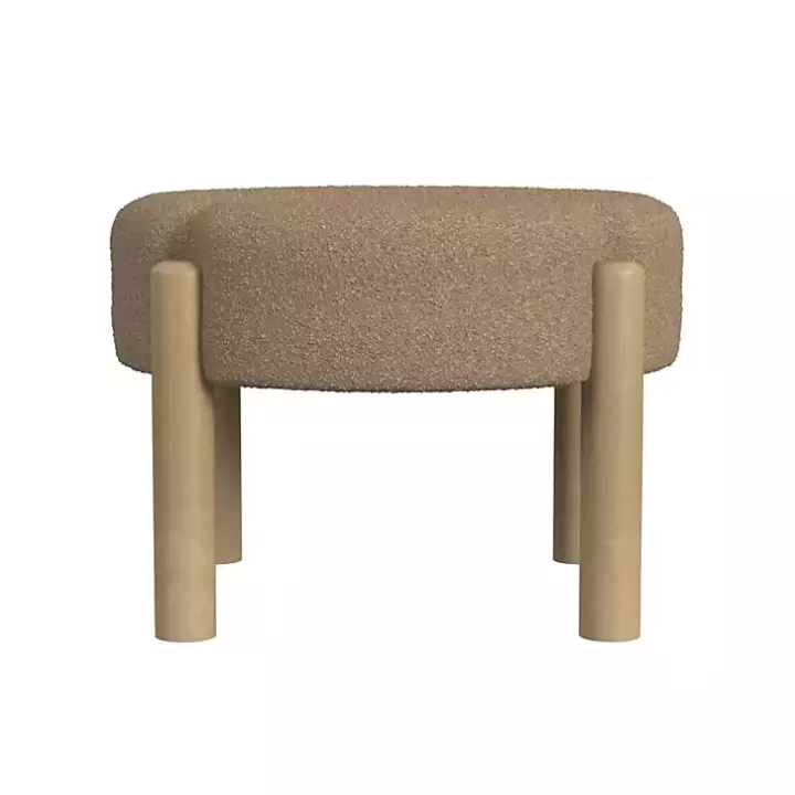 Online Boucle Natural Wood Ottoman Benches & Ottomans