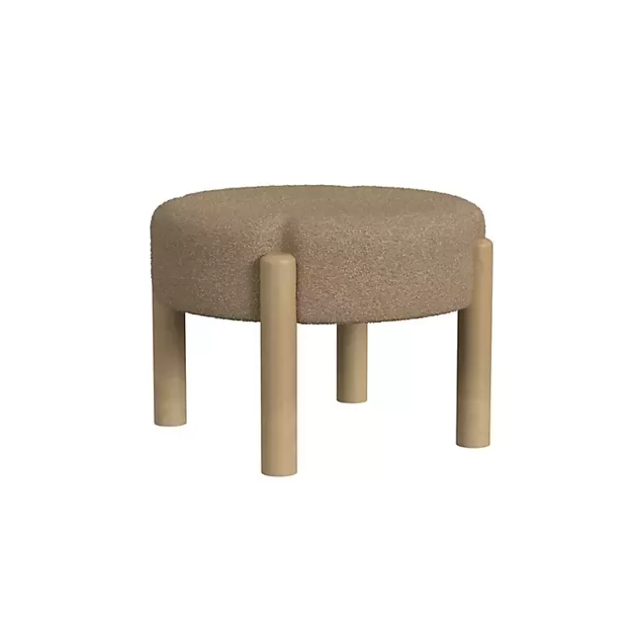 Online Boucle Natural Wood Ottoman Benches & Ottomans