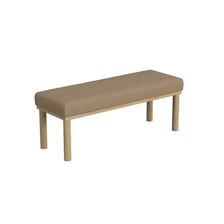 Shop Boucle Upholstered Wood Leg Bench Benches & Ottomans