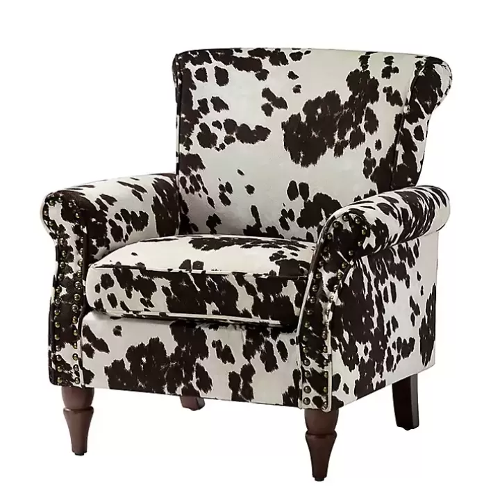 Fashion Brown Cow Print Upholstered Accent Chair Accent Chairs