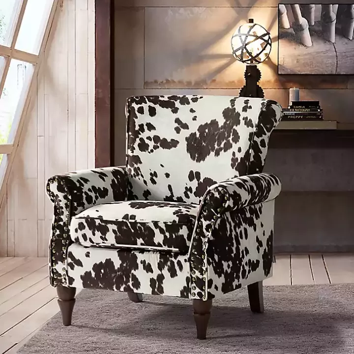 Fashion Brown Cow Print Upholstered Accent Chair Accent Chairs