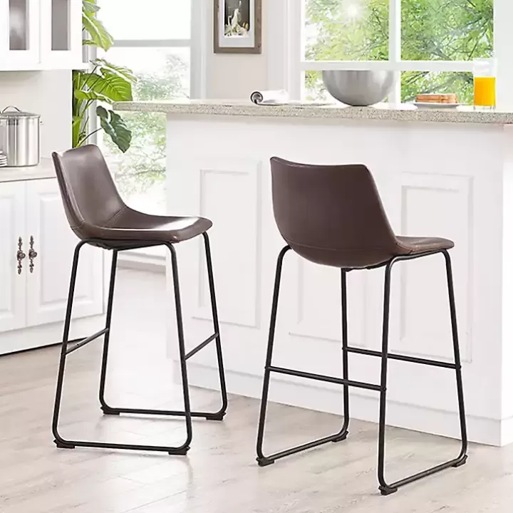 Discount Faux Leather Bar Stools, Set of 2 Bar Stools & Counter Height Stools