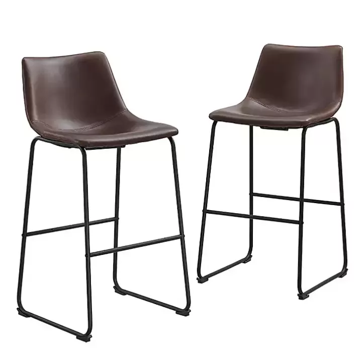 Discount Faux Leather Bar Stools, Set of 2 Bar Stools & Counter Height Stools