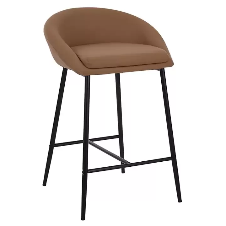 Best Sale Faux Leather Low Counter Stools, Set of 2 Bar Stools & Counter Height Stools