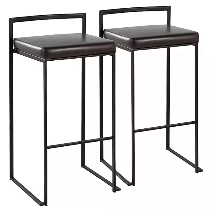 Hot Faux Leather Stackable Bar Stools, Set of 2 Bar Stools & Counter Height Stools