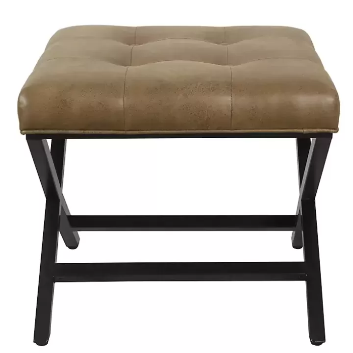 Hot Faux Leather Tufted X-Frame Bench Benches & Ottomans