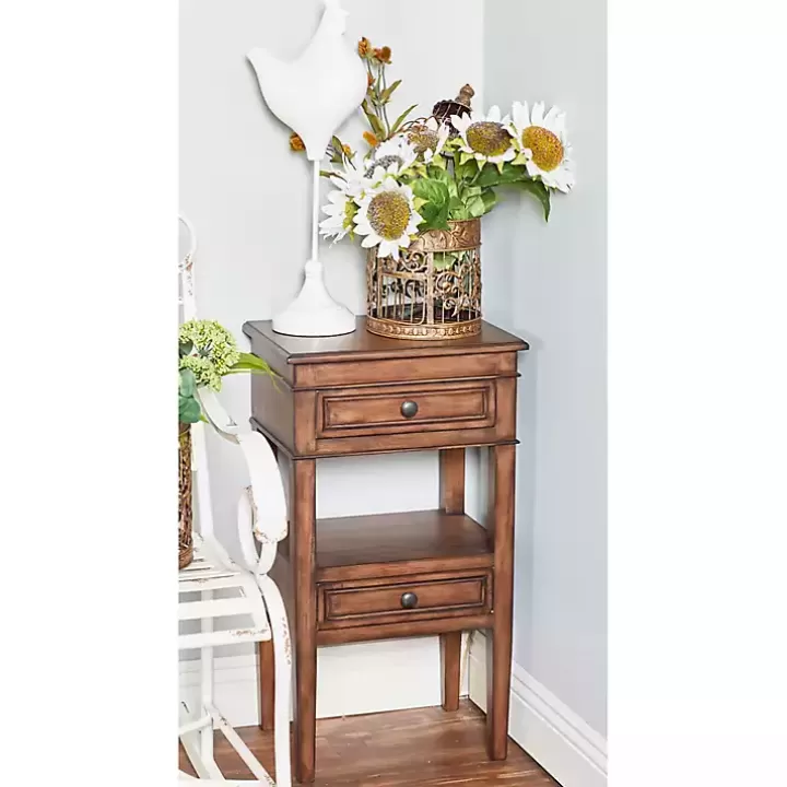 Discount Fir Wood Tiered Side Table Accent & End Tables