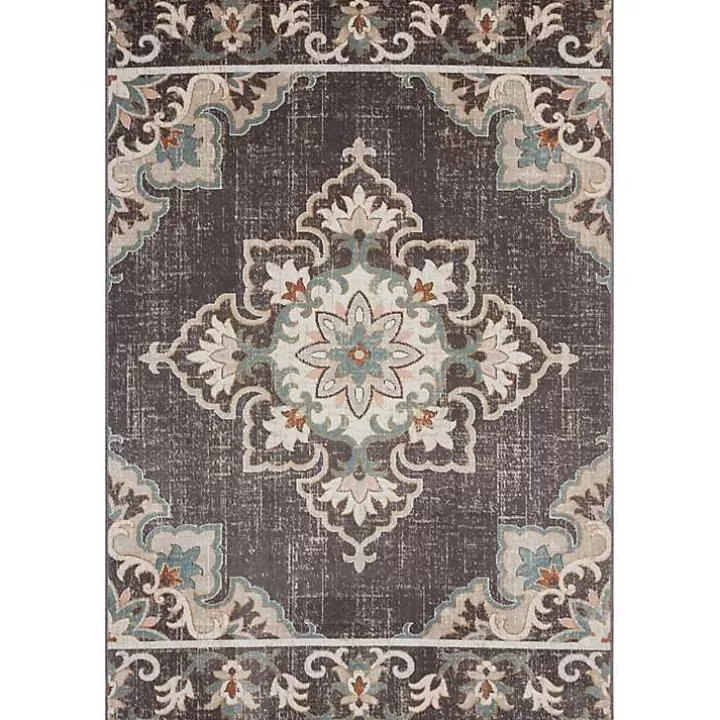 Shop Brown Floral Medallion Outdoor Area Rug, 7x9 Outdoor Rugs